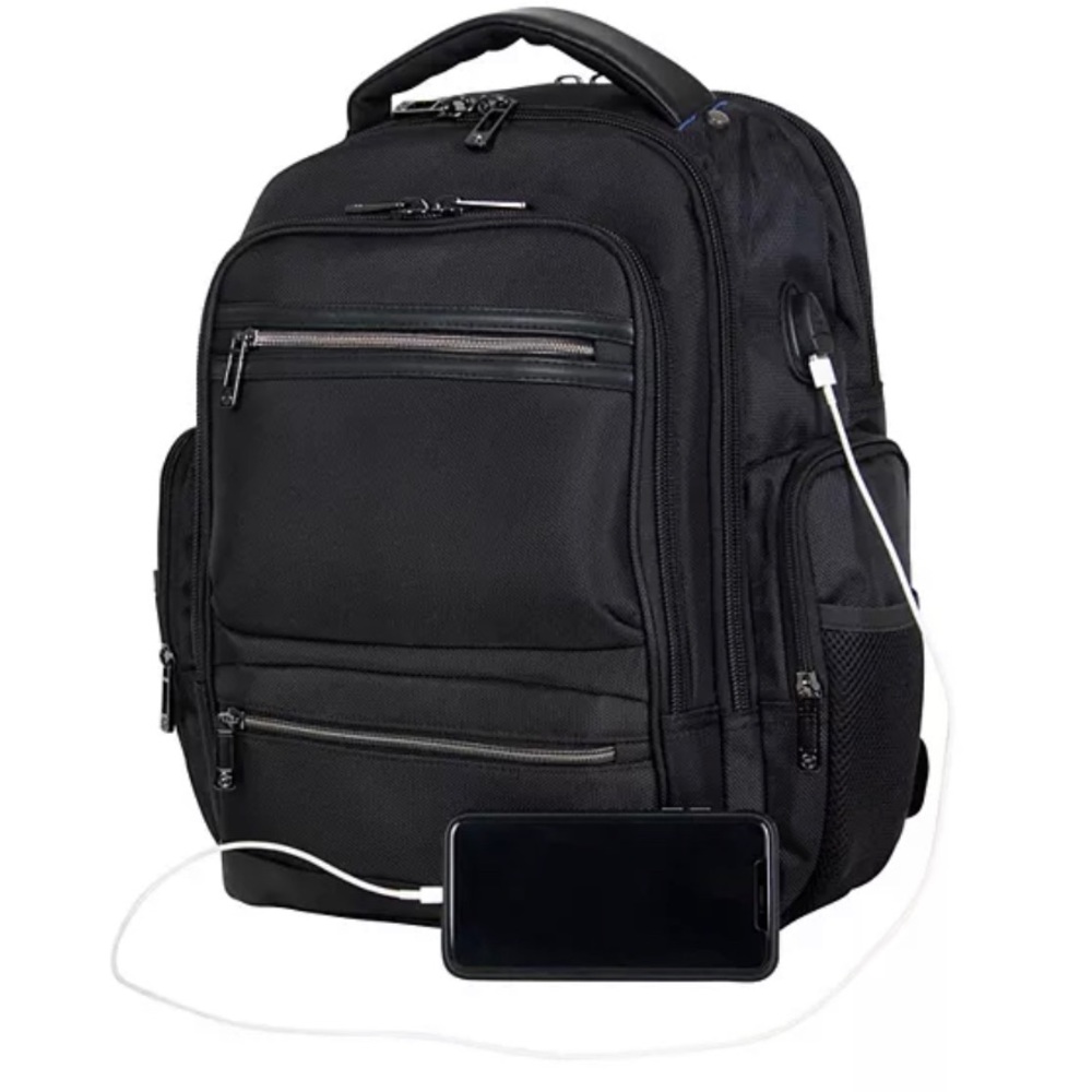 Heritage RFID-protection dual-compartment laptop backpack commuter briefcase
